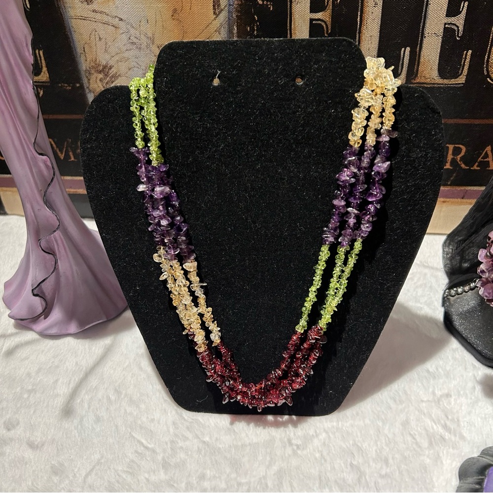 Multi color glass beads necklace size 18 inches long.